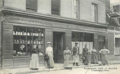 CPA FRANCE 60 "Cauvigny, Epicerie Boulangerie Café J. Baude