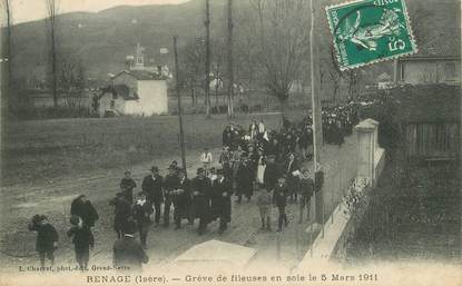 CPA FRANCE 38 "Renage, la Grève des Fileuses en soie, 1911"