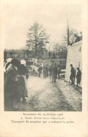 CPA FRANCE 79 "Saint Jouin sous Chatillon, inventaire du 14 février 1906, transport d'un peuplier"
