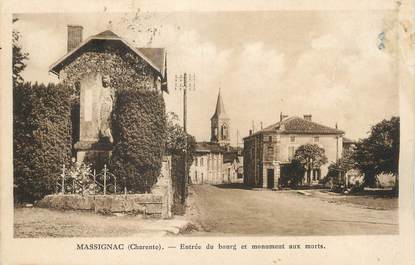 / CPA FRANCE 16 "Massignac, entrée du bourg et monument aux morts"