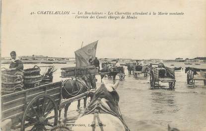 / CPA FRANCE 17 "Chatelaillon, les boucholeurs, les charettes attendant la marée montante"