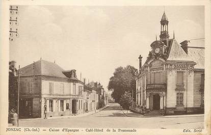 / CPA FRANCE 17 "Jonzac, caisse d'Epargne, café Hôtel de la Promenade" / CE / BANQUE