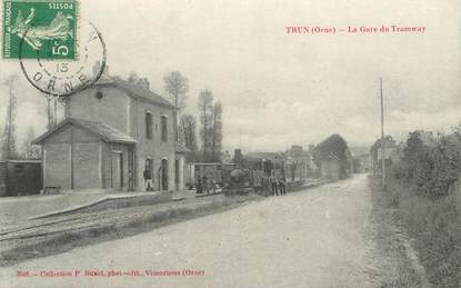  CPA  FRANCE 61 "Trun, la gare du Tramway" / TRAIN