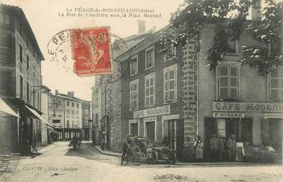  CPA  FRANCE 38 "Le Péage de Roussillon, la rue de Condrieu, Café moderne"