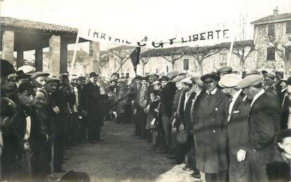 CARTE PHOTO FRANCE 38 "Roche de Condrieu, grève de 1936"