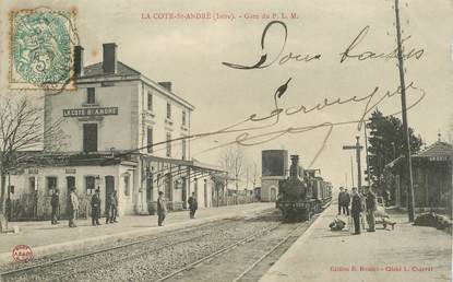 CPA FRANCE 38 "La Côte Saint André, la gare" / TRAIN