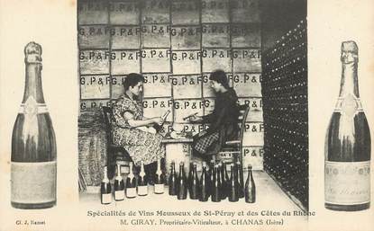 CPA FRANCE 38 "Chanas, Spécialités de vins mousseux de Saint Péray et des Côtes du Rhône"