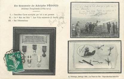 CPA FRANCE 38 "Aviateur Adolphe Pégoud" / AVIATION