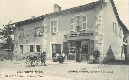 CPA  FRANCE  38 "Montcarra, Epicerie, Mercerie Cottaz"