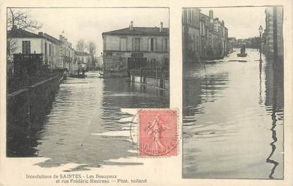 / CPA FRANCE 17 "Saintes, les Beaupeux et rue Frédéric Mestreau" / INONDATION