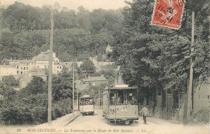 CPA FRANCE 76   "Rouen, Bonsecours, le tramway sur la route"