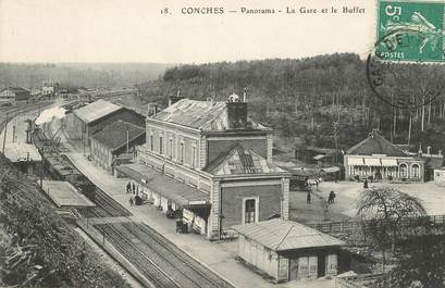 CPA FRANCE 27 "Conches, la Gare" / TRAIN