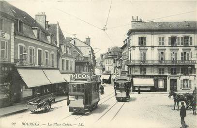 / CPA FRANCE 18 "Bourges, la place Cujas" / TRAMWAY
