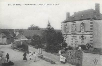 / CPA FRANCE 18 "Concressault, école de garçons, mairie"