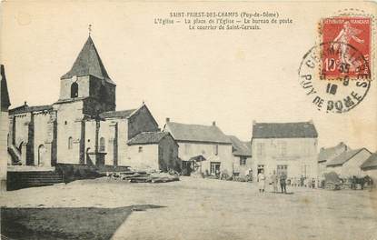 CPA FRANCE 63 "Saint Priest des Champs, la place de l'Eglise et le bureau de poste"