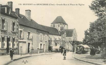 / CPA FRANCE 18 "Savigny en Sancerre, grande rue et place de l'église"