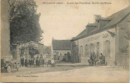 / CPA FRANCE 18 "Villabon, route de Perrières, sortie de l'école"