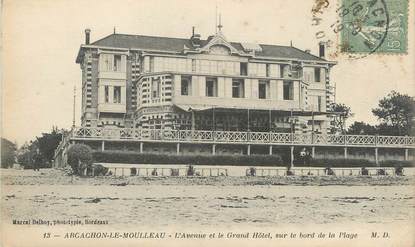/ CPA FRANCE 33 "Arcachon Le Moulleau, l'avenue et le grand hôtel"