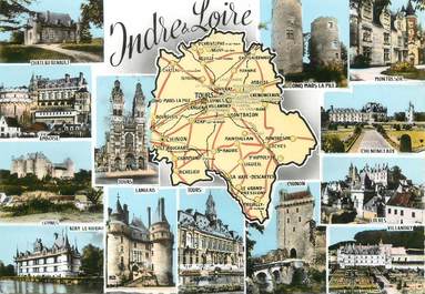 / CPSM FRANCE 37 "Indre et Loire" / CARTE  GEOGRAPHIQUE