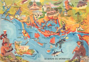 / CPSM FRANCE 56 "Le Golfe du Morbihan" / CARTE GEOGRAPHIQUE