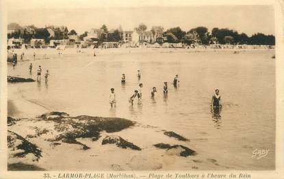 / CPA FRANCE 56 "Larmor Plage, plage de Toulhars à l'heure du bain"