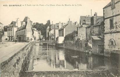 CPA FRANCE 29 "Quimperlé, L'Isole vuse du pont, la chute d'eau du moulin de la ville"