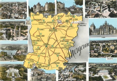 / CPSM FRANCE 53 "Mayenne" / CARTE  GEOGRAPHIQUE