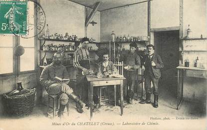 CPA FRANCE 23 "Mines 'Or du Chatelet, laboratoire de chimie"