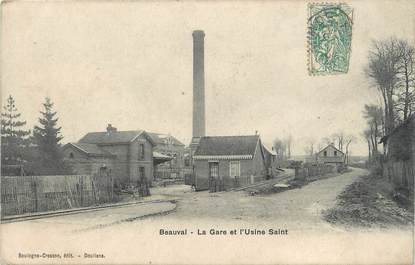 / CPA FRANCE 80 "Beauval, la gare et l'usine Saint"
