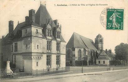 CPA FRANCE 37 "Amboise, Hotel de ville et Eglise Saint Florentin"