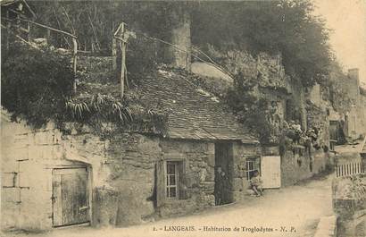 CPA FRANCE 37 "Langeais, habitation de Troglodytes"