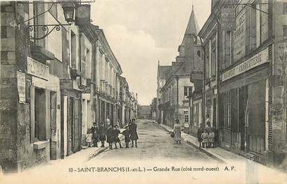 CPA FRANCE 37 "Saint Branchs, grande rue côté nord ouest" / Boucherie charcuterie Pr. MOREAU