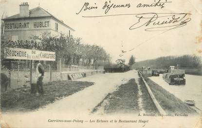 / CPA FRANCE 78 "Carrières sous Poissy, les écluses et le restaurant Hayet"