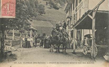 CPA FRANCE 74 "La Clusaz, départ du courrier pour le Col des Aravis"
