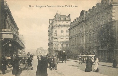 / CPA FRANCE 87 "Limoges, central hôtel et petit Lycée"