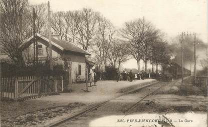 CPA FRANCE 74 "Pers Jussy Chevrier, la gare" / TRAIN