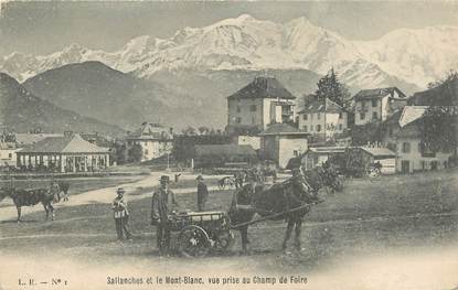 CPA FRANCE 74 "Sallanches et le Mont Blanc, vue prise du champ de foire"