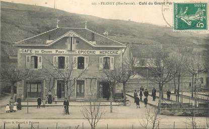 CPA FRANCE 74 "Frangy, Café du grand pont, Epicerie Mercerie"