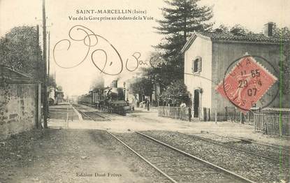 CPA FRANCE 38 "Saint Marcellin, vue de la gare" / TRAIN