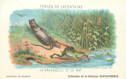 CPA FABLE DE LA FONTAINE  "La Grenouille et le rat" / PUBLICITE PAUTAUBERGE