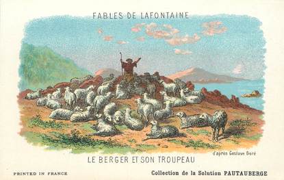 CPA FABLE DE LA FONTAINE  "Le Berger et son Troupeau" / PUBLICITE PAUTAUBERGE