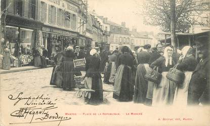 CPA FRANCE 78 "Mantes, Place de la République, le marché"