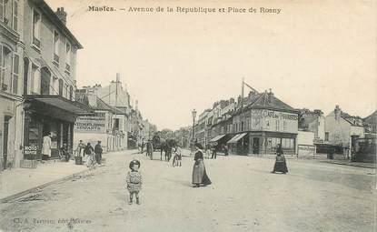 CPA FRANCE 78 "Mantes, Avenue de la République et Place de Rosny"
