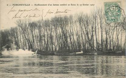 CPA FRANCE 78   "Porcheville, le renflouement d'un bateau sombré en février 1907 dans la Seine"