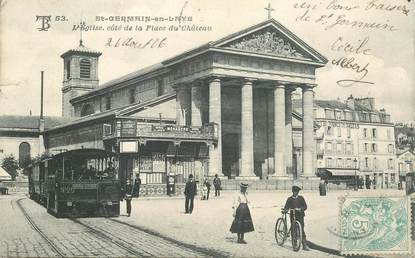 CPA FRANCE   78   "Saint Germain en Laye, la place du chateau, l'Eglise" / TRAMWAY