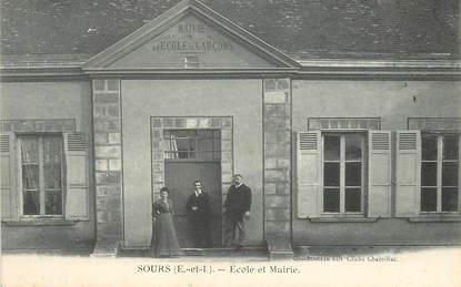 CPA FRANCE 28 "Sours, Ecole et mairie"