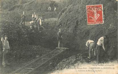 CPA FRANCE 53 "Lignières la Doucelle, carrières de minerai de Fer" / MINE