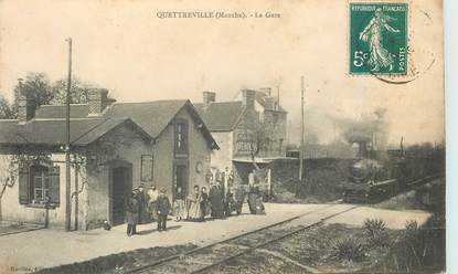 CPA FRANCE 50 "Quettreville, la gare" / TRAIN