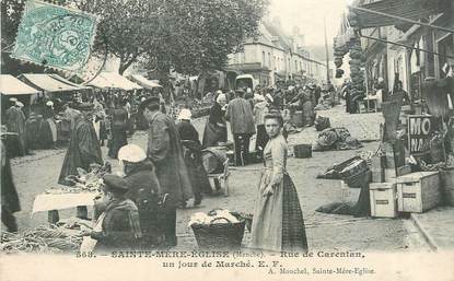 CPA FRANCE 50 "sainte Mère Eglise, rue de Carentan"