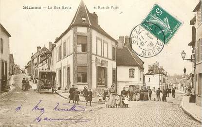 CPA FRANCE 51 "Sézanne, la Rue Haute et la rue de Paris"